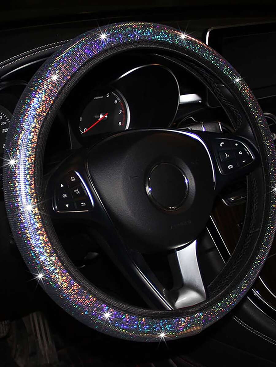 Colorful Foil Stamping Elastic Steering Wheel Cover For Car Without Inner Ring - Silver - View 1