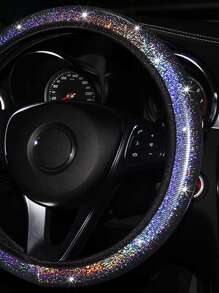 Colorful Foil Stamping Elastic Steering Wheel Cover For Car Without Inner Ring - Silver - View 2