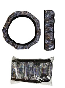 Colorful Foil Stamping Elastic Steering Wheel Cover For Car Without Inner Ring - Silver - View 3