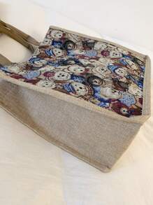 卡通图案购物袋书包、学校书包、大容量、轻便、便携，适合少女、女大学生、白领，非常适合返校、大学、工作、商务、通勤、购物 - 彩色 - 查看 6