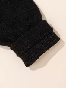 1pc Minimalist Solid Black Winter Fingerless Gloves - Black - View 4