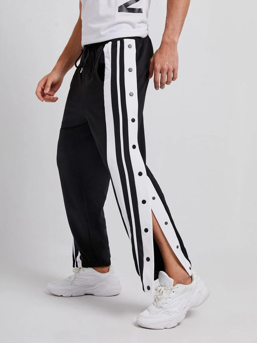 GENTILAND Quần thể thao Nam Nút Dây kéo Túi Khối Màu - màu đen - Xem 1