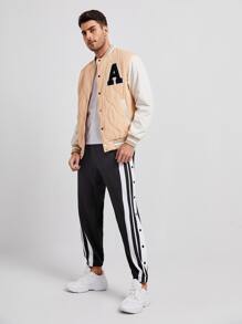 GENTILAND Quần thể thao Nam Nút Dây kéo Túi Khối Màu - màu đen - Xem 3