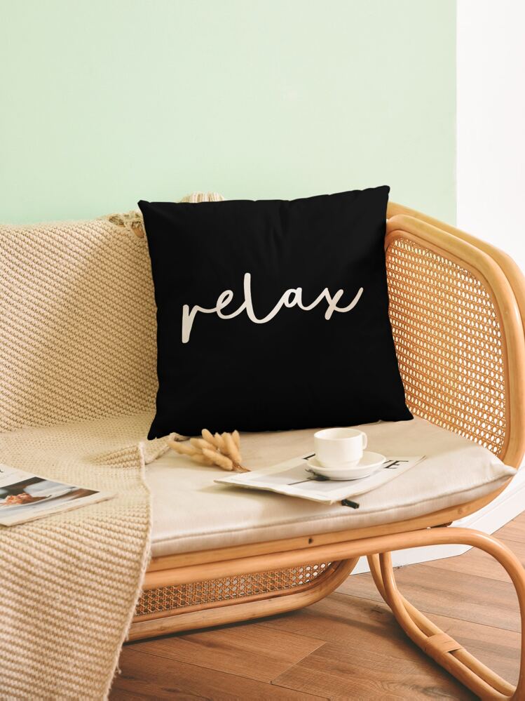 Funda de cojín sin relleno con estampado de letra - Blanco y Negro - Añade 4