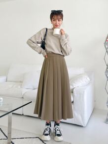 DAZY 高腰褶皺半身裙