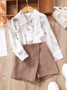 Toddler Girls Tie Dye Blouse & Wrap Shorts - Multicolor - View 1