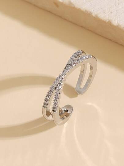 Rhinestone Decor Cuff Single Ring For Daily