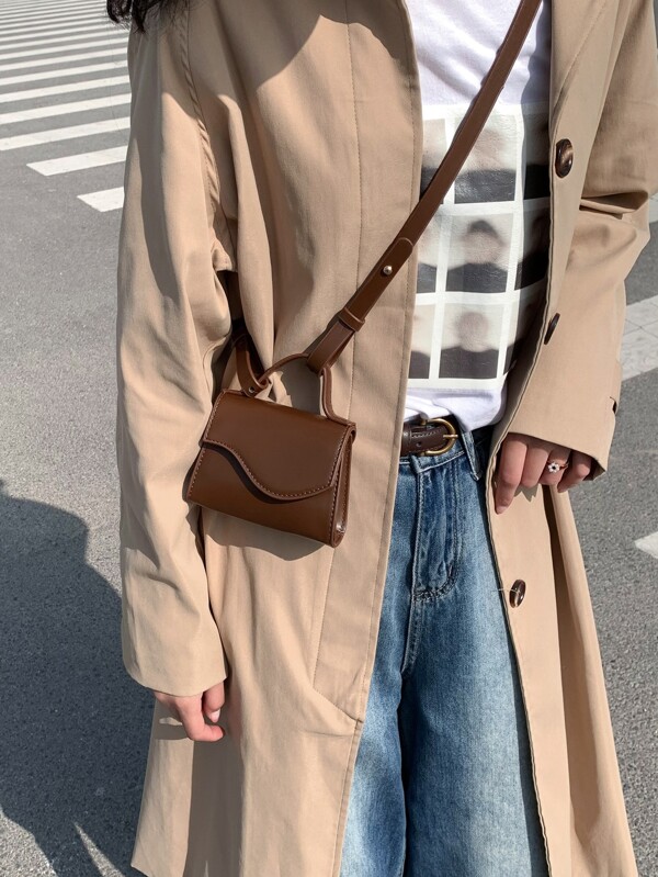 Minimalist Faux Leather Mini Flap Square Bag, For Women, Rookies & White-Collar Workers,For Teacher Gifts,For Lady,For Female For Business/Commute/Work/Office,For Festivals/Vacation/Holiday, Perfect For Rodeo Occasion