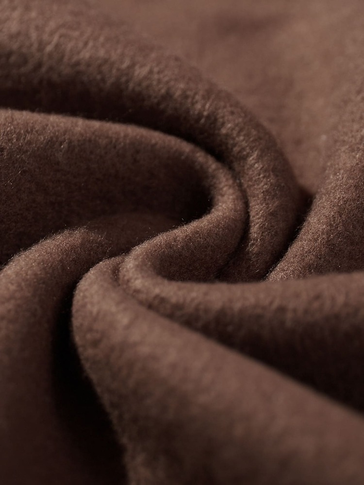 Manfinity Men Slogan & Floral Print Kangaroo Pocket Drawstring Thermal Hoodie - Chocolate Brown - View 6