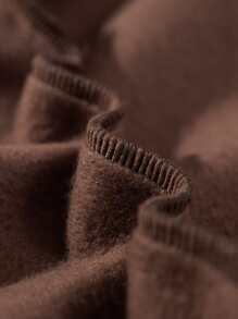 Manfinity Men Slogan & Floral Print Kangaroo Pocket Drawstring Thermal Hoodie - Chocolate Brown - View 4