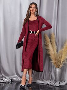 Bộ đồ hai mảnh nữ Tương phản ràng buộc màu trơn Giải trí - Màu Đỏ Sâu - Xem 1