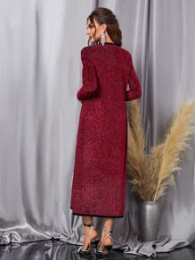 Bộ đồ hai mảnh nữ Tương phản ràng buộc màu trơn Giải trí - Màu Đỏ Sâu - Xem 2