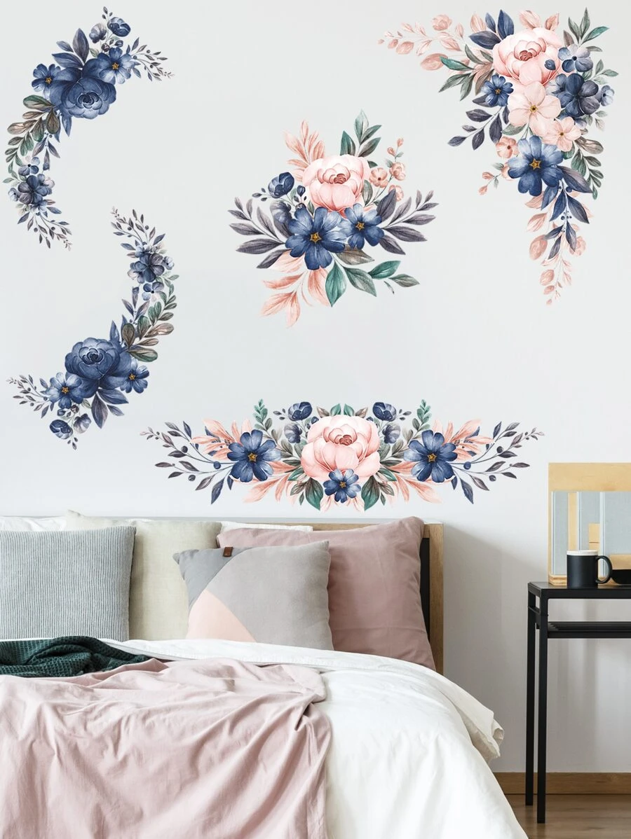 Flower Pattern Wall Sticker - Multicolor - View 1