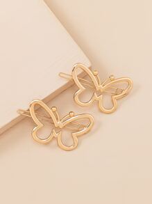 2pcs Butterfly Decor Hair Clip - Gold - View 1