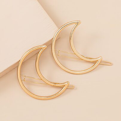 2pcs Moon Decor Hair Clip