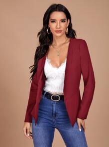 SHEIN Clasi Women Fashion Spring Classic Burgundy Blazer For Daily Commute - Burgundy - View 1