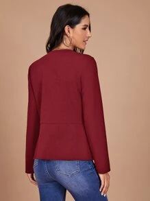 SHEIN Clasi Women Fashion Spring Classic Burgundy Blazer For Daily Commute - Burgundy - View 2