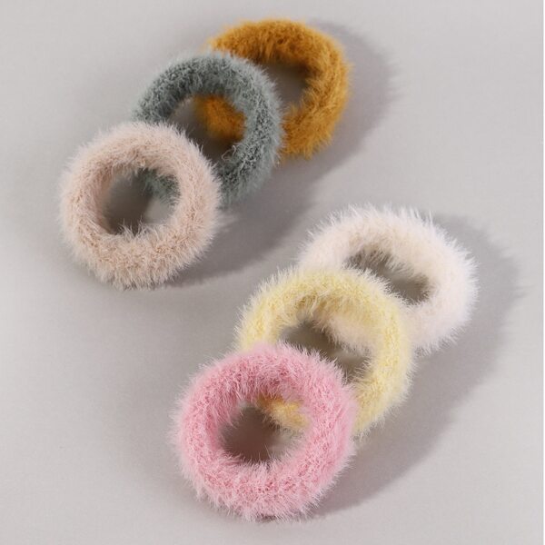 

6pcs Toddler Girls Solid Fuzzy Hair Tie, Multicolor