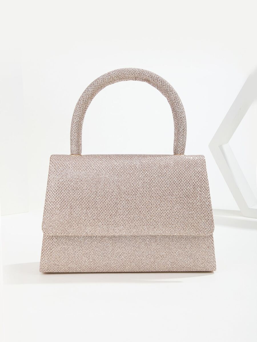 Mini Glitter Clutch Purse With Simple Geometric Shape For Evening Party, Wedding And Banquet - Champagne - View 1