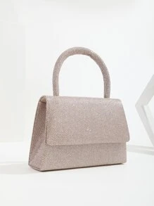Mini Glitter Clutch Purse With Simple Geometric Shape For Evening Party, Wedding And Banquet - Champagne - View 2