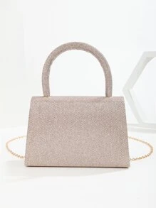 Mini Glitter Clutch Purse With Simple Geometric Shape For Evening Party, Wedding And Banquet - Champagne - View 4