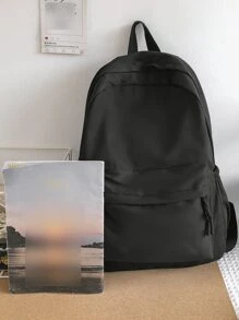 Lightweight,Business Casual Large Capacity Classic, Casual Knot Decor Minimalist Backpack for Teen Girls Women,College Students, White-collar Workers Perfect for High School,College,Business,Work Outdoors Back to School For Teen Girls Women College Students,Rookies & White-collar Workers Perfect for Office,College,Work ,Business,Commute,Outdoors, Travel, Outings - Black - View 4