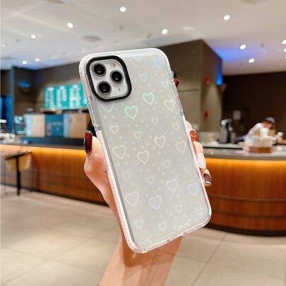 Clear Phone Case With Laser Heart Paper