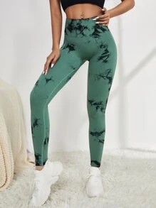 Yoga Trendy Quần Leggings Thể thao Nữ Cà vạt nhuộm - màu xanh lá - Xem 5