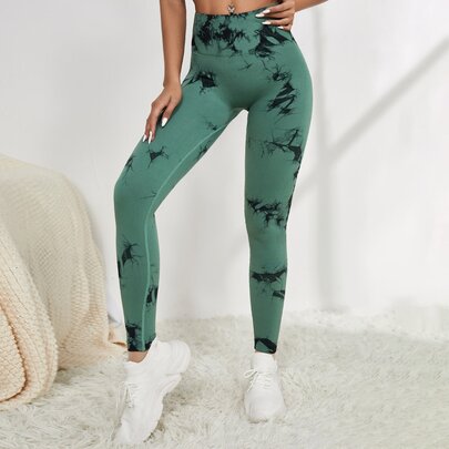 Seamless Wide Band Waist Tie Dye Sports Leggings