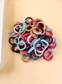 100 piezas Goma de pelo unicolor - Multicolor - Ver 1