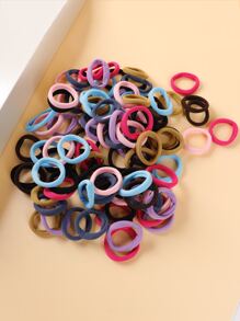 100 piezas Goma de pelo unicolor - Multicolor - Ver 3