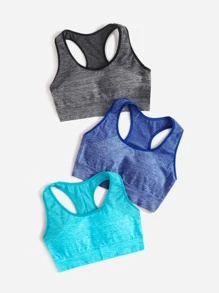 Yoga Basic 3pcs Racer Back Sports Bra - Multicolor - View 5