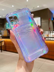 Ốp điện thoại có khe cắm thẻ rõ ràng bằng giấy Laser Tương thích với iPhone 11,IPhone 13,IPhone 14 Pro Max - Màu tím - Xem 2
