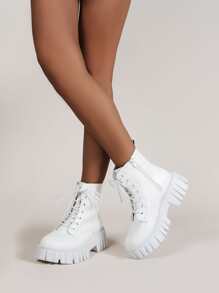 Giày bốt Nữ Thời trang Lace-up - trắng - Xem 2