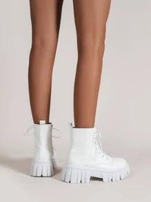 Giày bốt Nữ Thời trang Lace-up - trắng - Xem 4