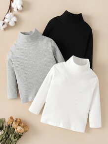 Souflis Souflis Top De Cuello Alto De Punto Acanalado Para Niño Pequeño, Conjunto De 3 Piezas - Multicolor - Ver 1