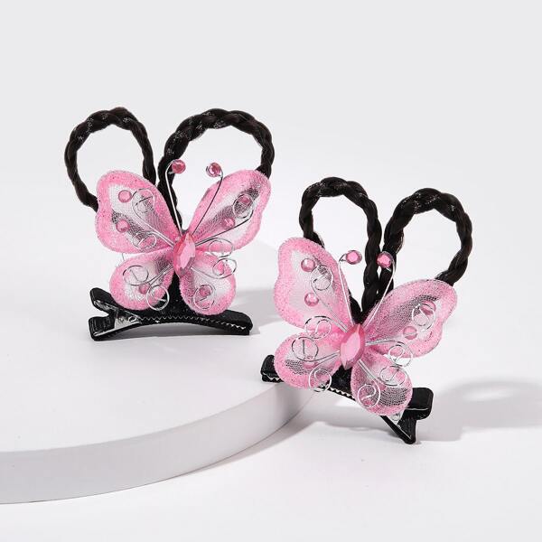 

2pcs Toddler Girls Butterfly Decor Hair Clip, Multicolor