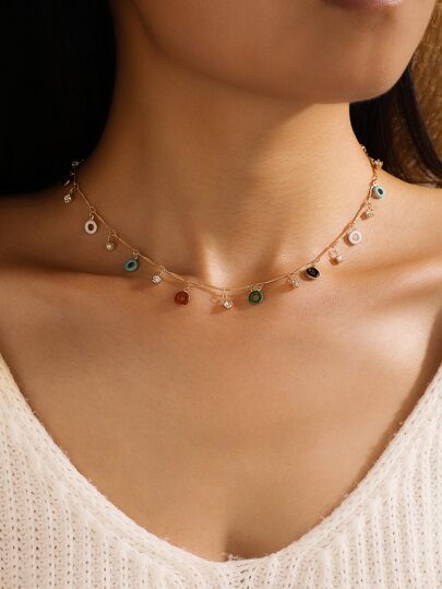 imoli سلسال بقلادة شرابة دائرية