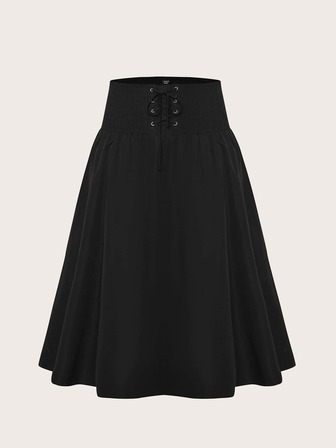 Jupe évasée à œillets à lacets