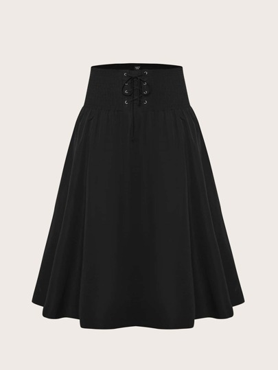 taglie forti Gonna svasata gommino con lacci