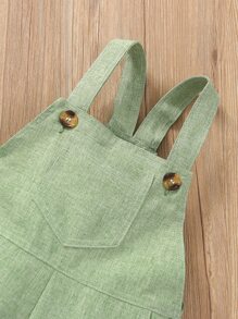 女嬰條紋圖案T恤連體衣帶背帶連體短褲 - 彩色 - 查看 6