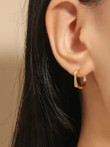 Geo Hoop Earrings - Yellow Gold - View 1