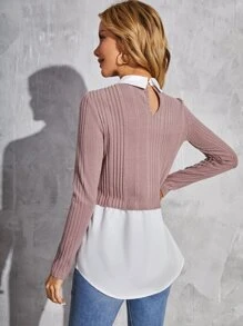SHEIN Clasi Mixed Media Colorblock 2 In 1 Top