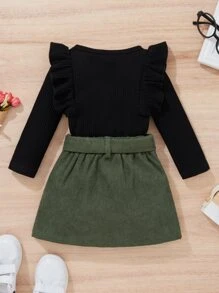 Bộ hai mảnh Gái Thắt lưng Nút Xù Khối Màu Giải trí - Nhiều màu - Xem 2