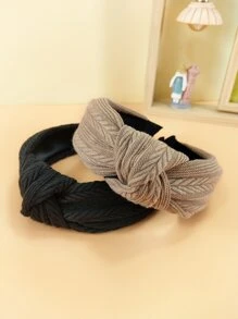 2 piezas Diadema de punto a rayas de moda para mujer, Diadema, Aros para el cabello, Accesorios para el cabello