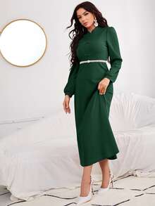 旗袍領青蛙紐扣不附腰帶洋裝