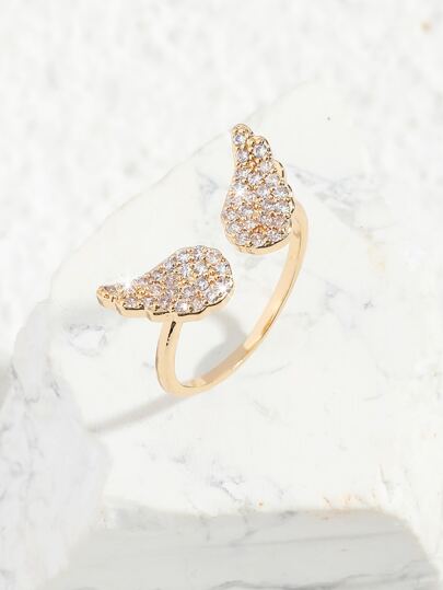 Cubic Zirconia Wing Cuff Ring For Women For Party Banquet Wedding