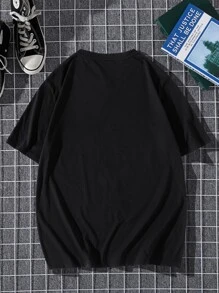 Manfinity Men Letter & Butterfly Print Tee - Black - View 2