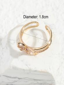 方晶鋯石蝴蝶開口戒指適合女士適合派對宴會婚禮 - 金黃色 - 查看 3