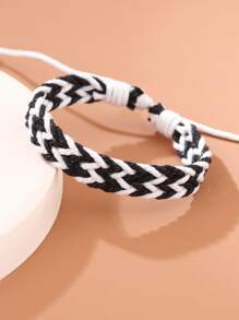 1 cái vòng đeo tay bện - Đen và trắng - Xem 1